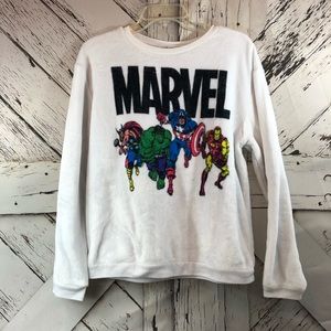 Marvel White Fluffy Crewneck Sweatshirt 